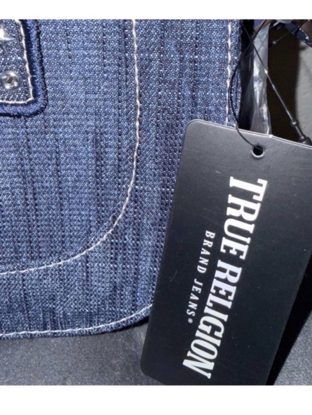 True Religion Dark Blue Denim Crossbody with Embellished Horseshoe - Picture 11 of 12